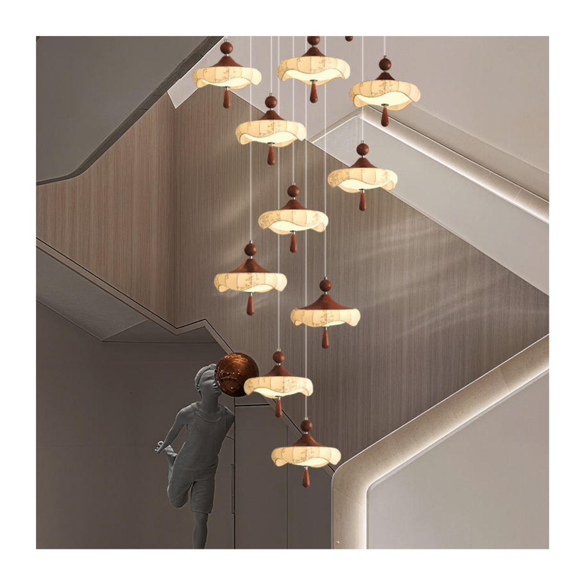 Ruffled Petal Staircase Chandelier